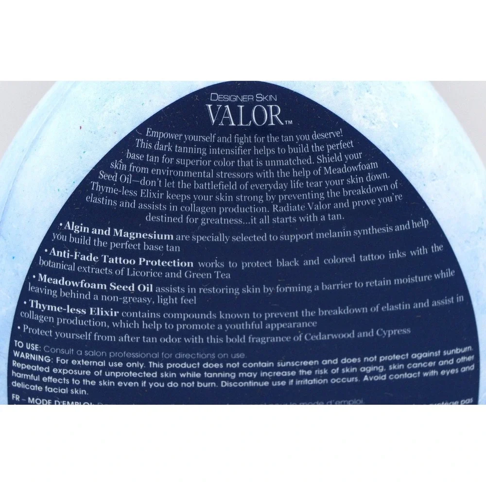 Designer Skin Valor Honorable Dark Tanning Intensifier Tattoo Protection 13.5oz